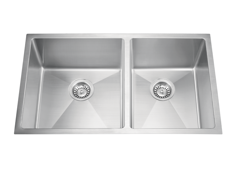 Stainless Steel Handmade Offset Double Bowl Undermount Kitchen Sink