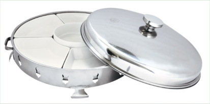 18.0 Stainless Steel Economy Dome Ceramic Bowl Chafing Dish （6pcs Bowl）